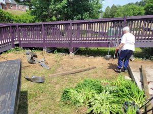 working in the garden